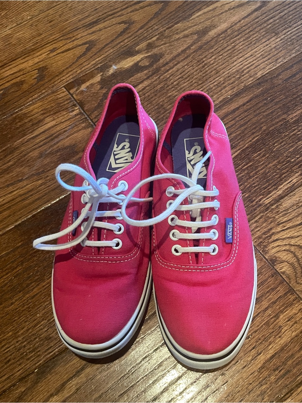Vans Low-Top Canvas Sneakers in Hot Pink with White Laces